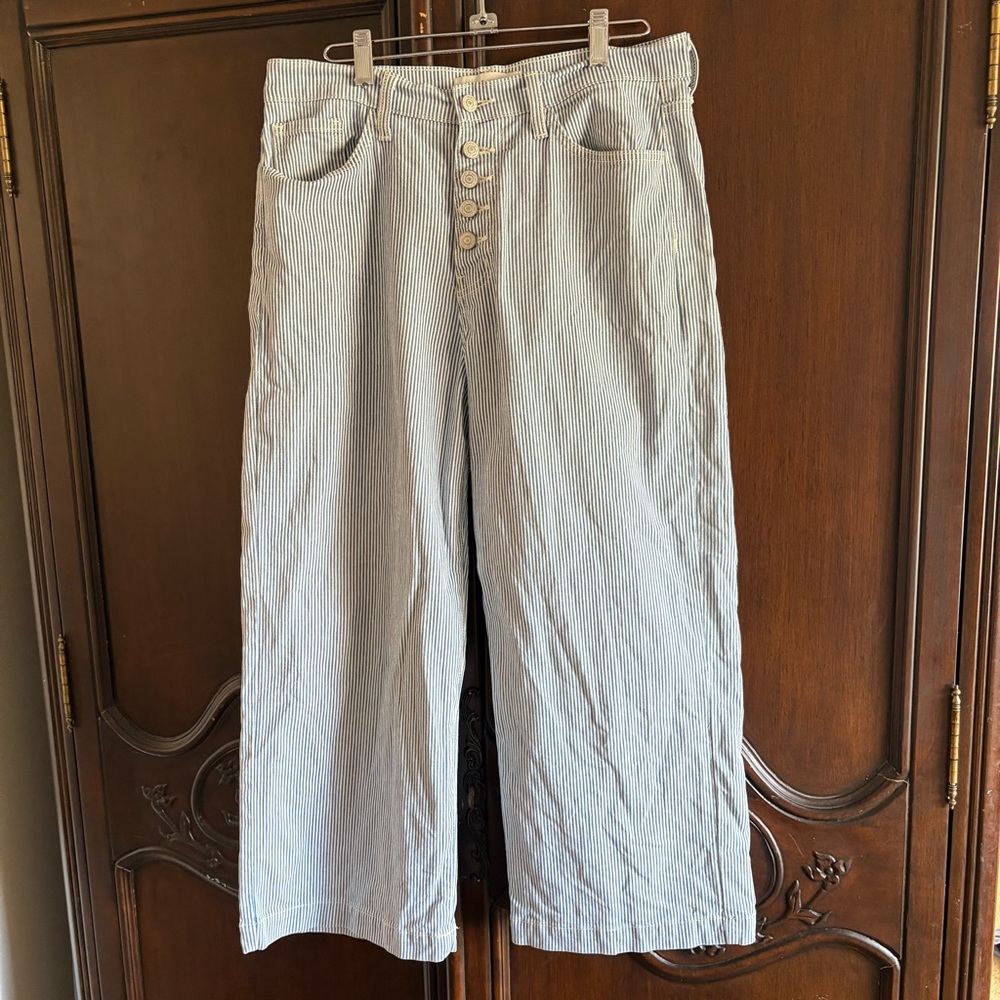 Flying Monkey Wide Leg Railroad Striped Cropped Jeans size 29